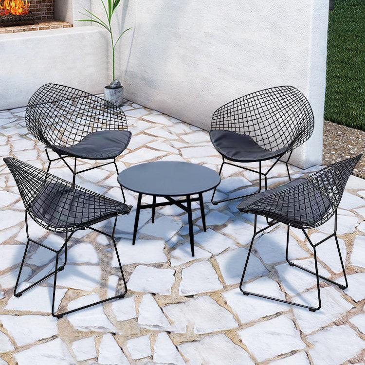 Black Modern Bistro Table Set 1/2/3/4/5 Pcs Metal Bistro Set for Small Places