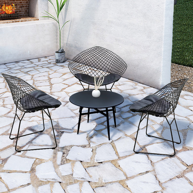 Black Modern Bistro Table Set 1/2/3/4/5 Pcs Metal Bistro Set for Small Places