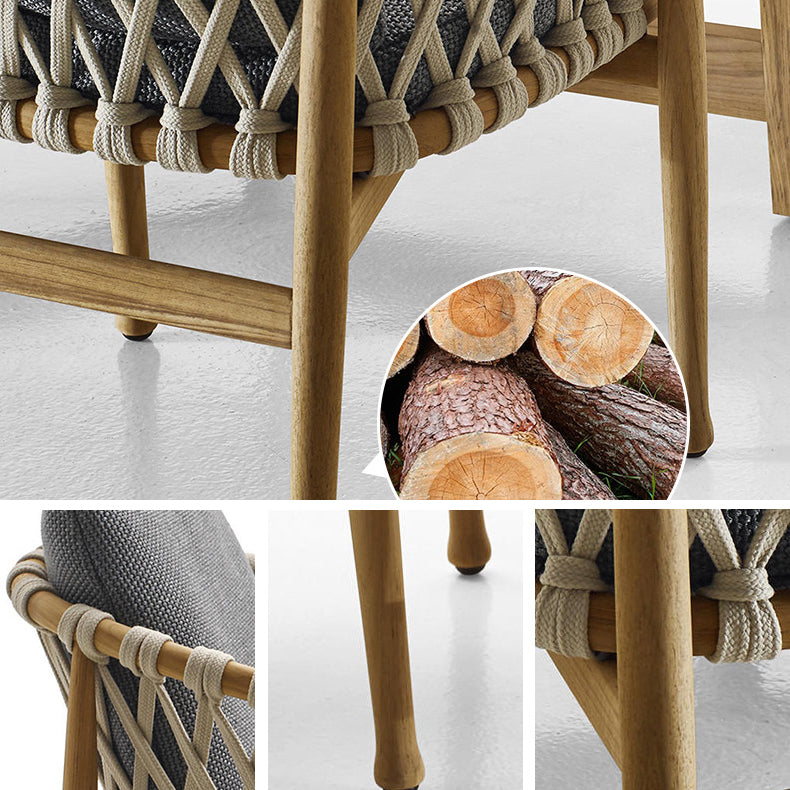 Boho Patio Dining Table Set 1/4/7 Pcs Wood Frame Patio Dining Table and Chairs