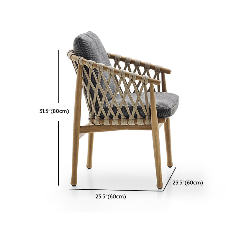 Boho Patio Dining Table Set 1/4/7 Pcs Wood Frame Patio Dining Table and Chairs