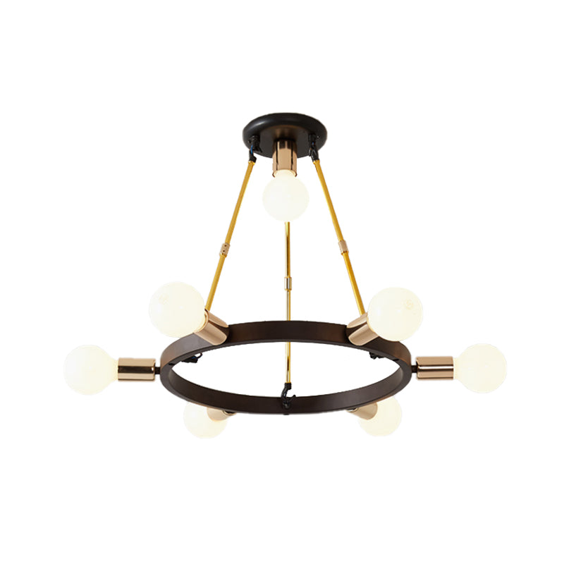 Metallschleife Kronleuchter Anhänger Licht Minimalist 7/9-Kopf-Schwarz und Gold Hanging Deckenlampe für Schlafzimmer