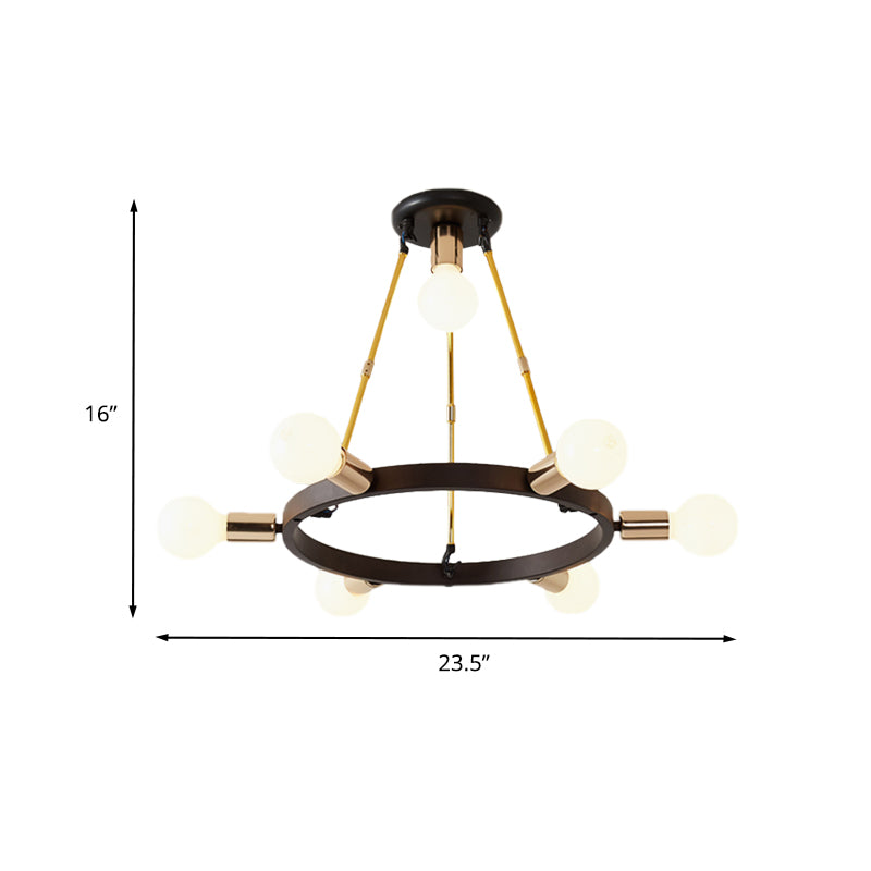Metallschleife Kronleuchter Anhänger Licht Minimalist 7/9-Kopf-Schwarz und Gold Hanging Deckenlampe für Schlafzimmer