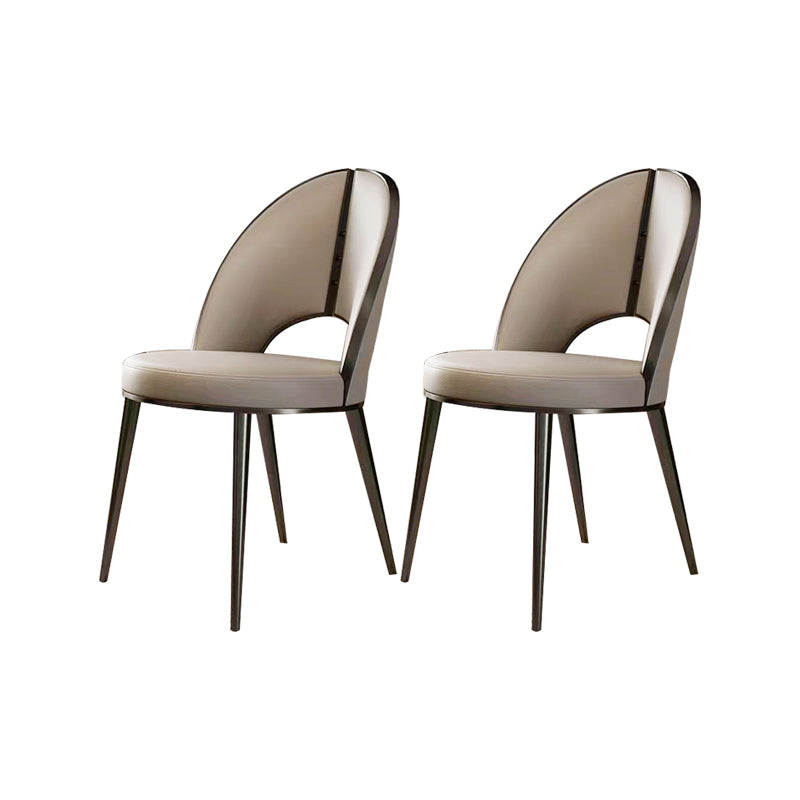 Nordic Style Side Chair Faux Leather Dining Chair with Metal Base for Home Use