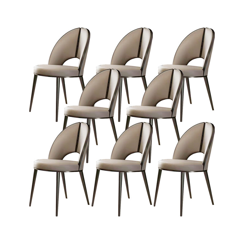 Nordic Style Side Chair Faux Leather Dining Chair with Metal Base for Home Use
