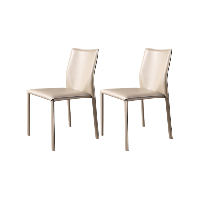 Faux Leather Kitchen Dining Chairs Armless Chairs with Metal Base