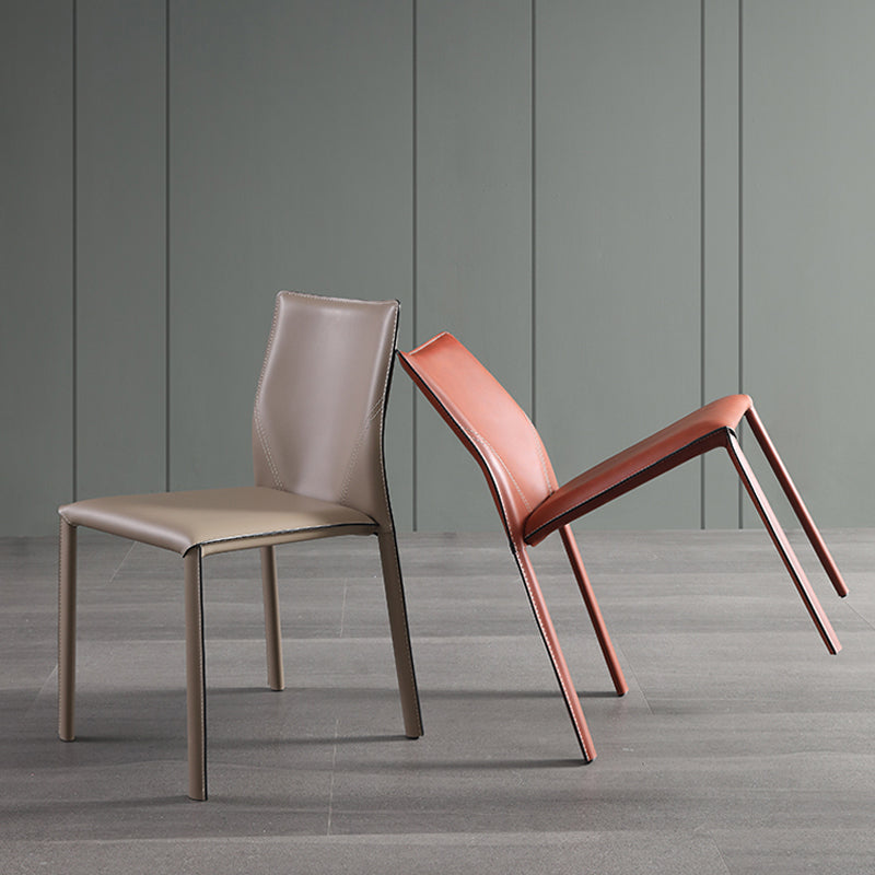 Faux Leather Kitchen Dining Chairs Armless Chairs with Metal Base