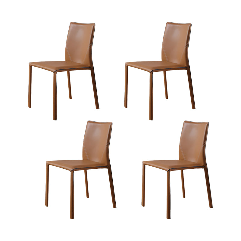 Faux Leather Kitchen Dining Chairs Armless Chairs with Metal Base