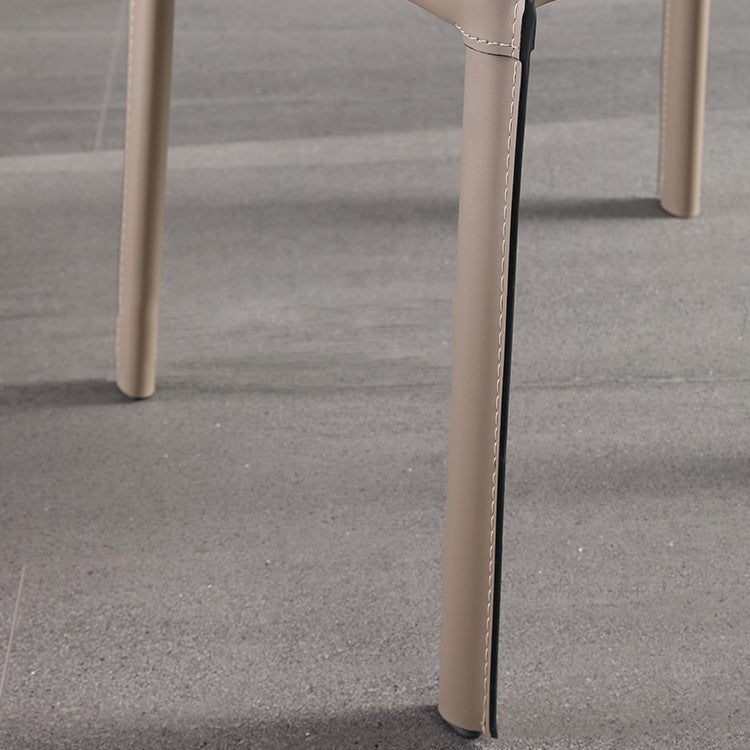 Faux Leather Kitchen Dining Chairs Armless Chairs with Metal Base