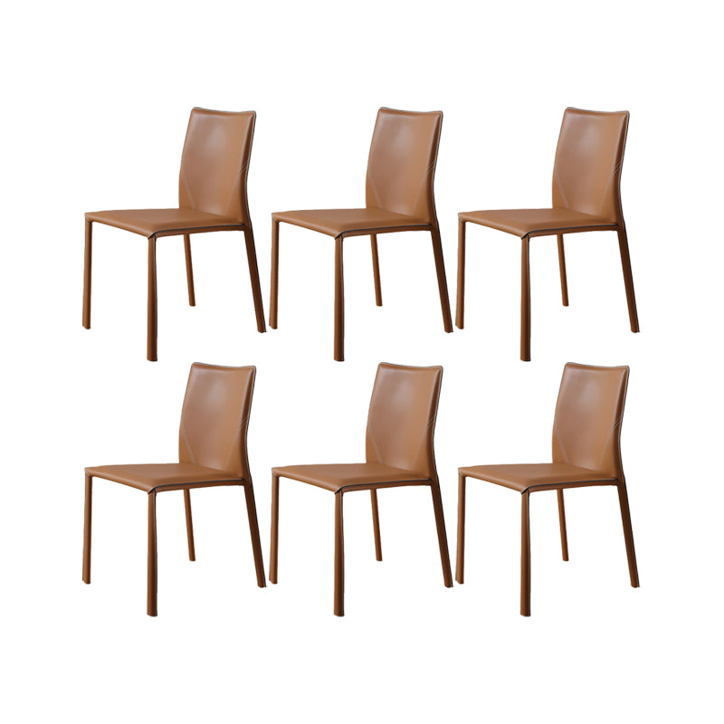 Faux Leather Kitchen Dining Chairs Armless Chairs with Metal Base