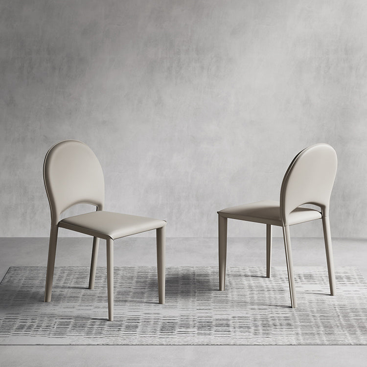 Faux Leather Dining Chairs Contemporary Chair with Metal Legs