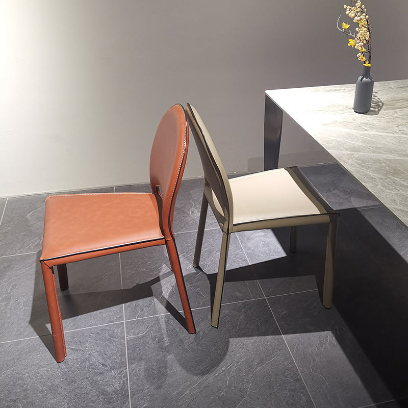 Faux Leather Dining Chairs Contemporary Chair with Metal Legs