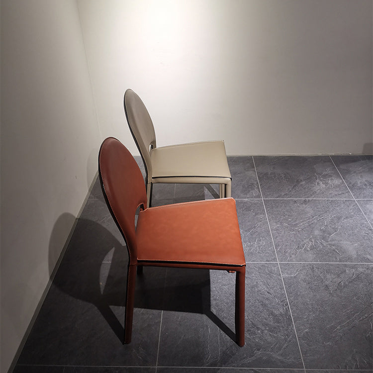 Faux Leather Dining Chairs Contemporary Chair with Metal Legs