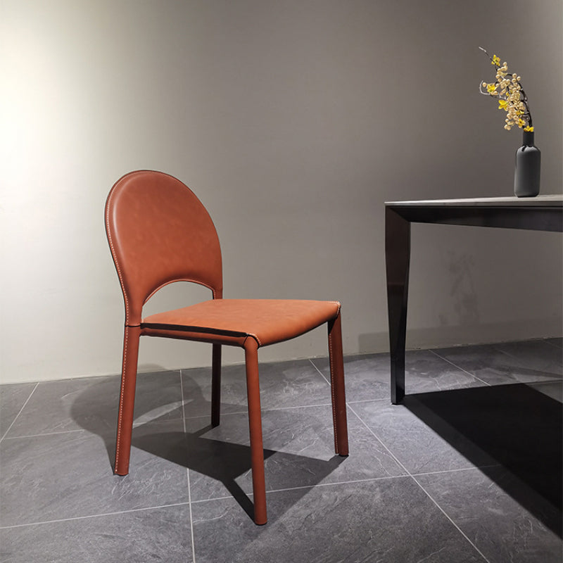 Faux Leather Dining Chairs Contemporary Chair with Metal Legs