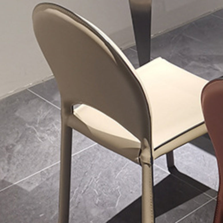 Faux Leather Dining Chairs Contemporary Chair with Metal Legs