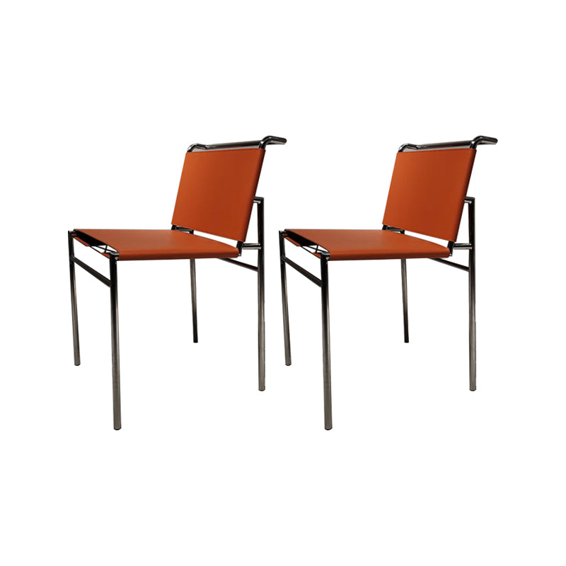 Faux Leather Dining Chairs Industrial Side Chair with Metal Legs