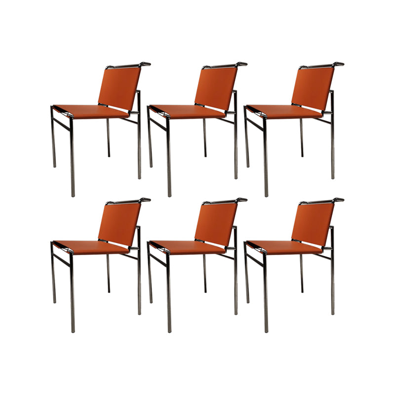 Faux Leather Dining Chairs Industrial Side Chair with Metal Legs