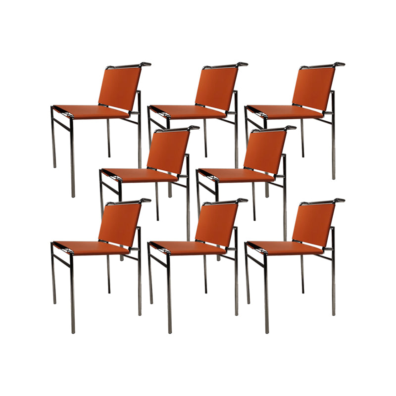 Faux Leather Dining Chairs Industrial Side Chair with Metal Legs