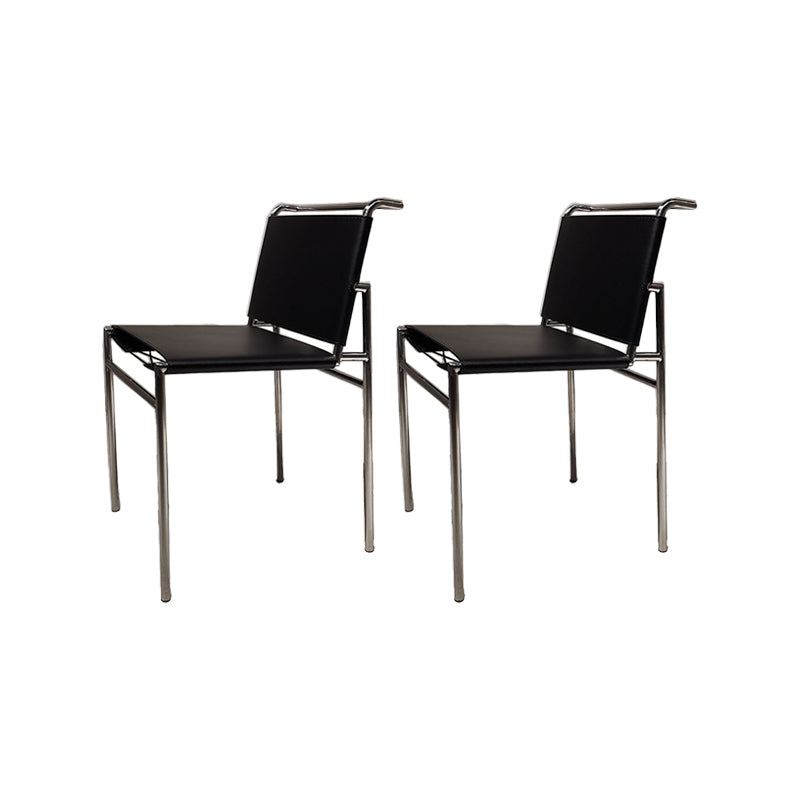 Faux Leather Dining Chairs Industrial Side Chair with Metal Legs