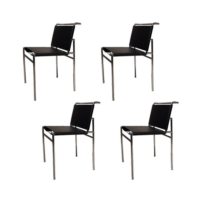 Faux Leather Dining Chairs Industrial Side Chair with Metal Legs