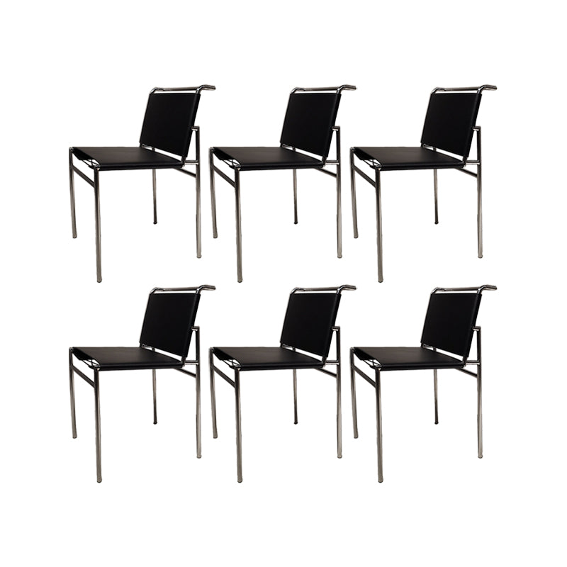 Faux Leather Dining Chairs Industrial Side Chair with Metal Legs