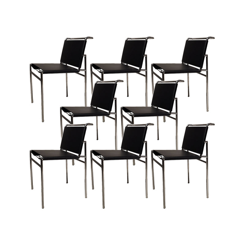 Faux Leather Dining Chairs Industrial Side Chair with Metal Legs