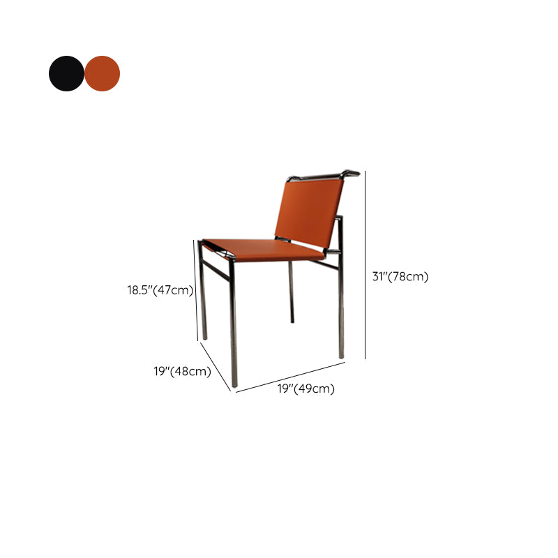 Faux Leather Dining Chairs Industrial Side Chair with Metal Legs