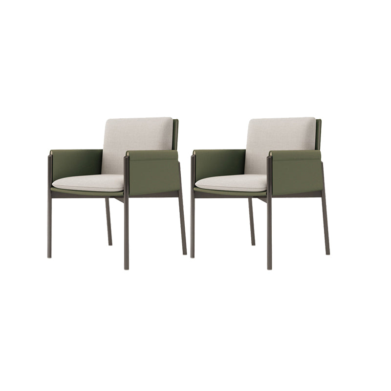 Faux Leather Dining Chair Upholstered Arm Chair with Metal Base