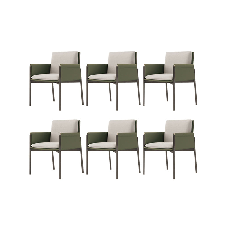 Faux Leather Dining Chair Upholstered Arm Chair with Metal Base