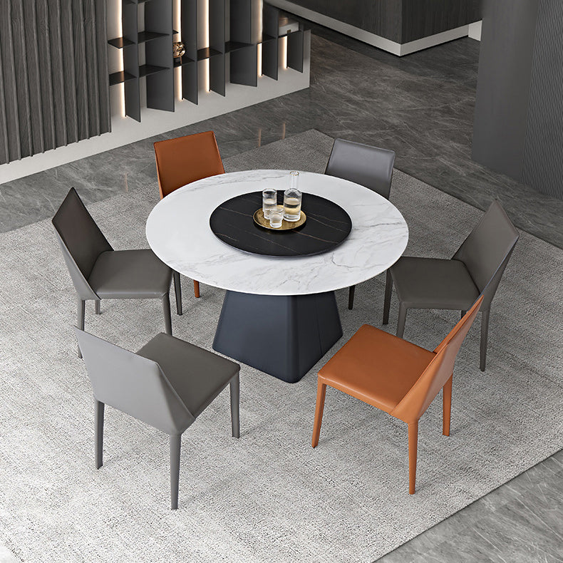 Armless Kitchen Dining Chairs Faux Leather Chairs with Metal Base