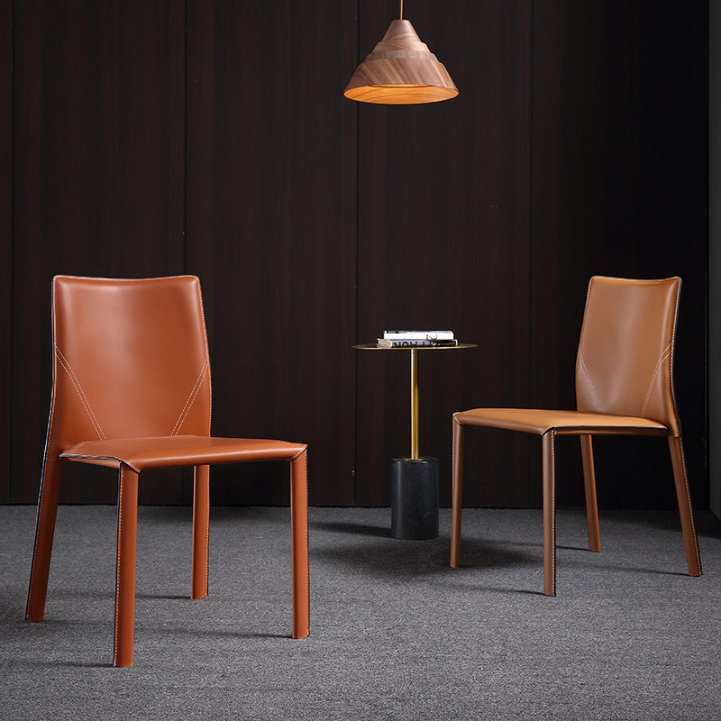 Faux Leather Kitchen Dining Chairs Upholstered Side Chairs with Metal Base