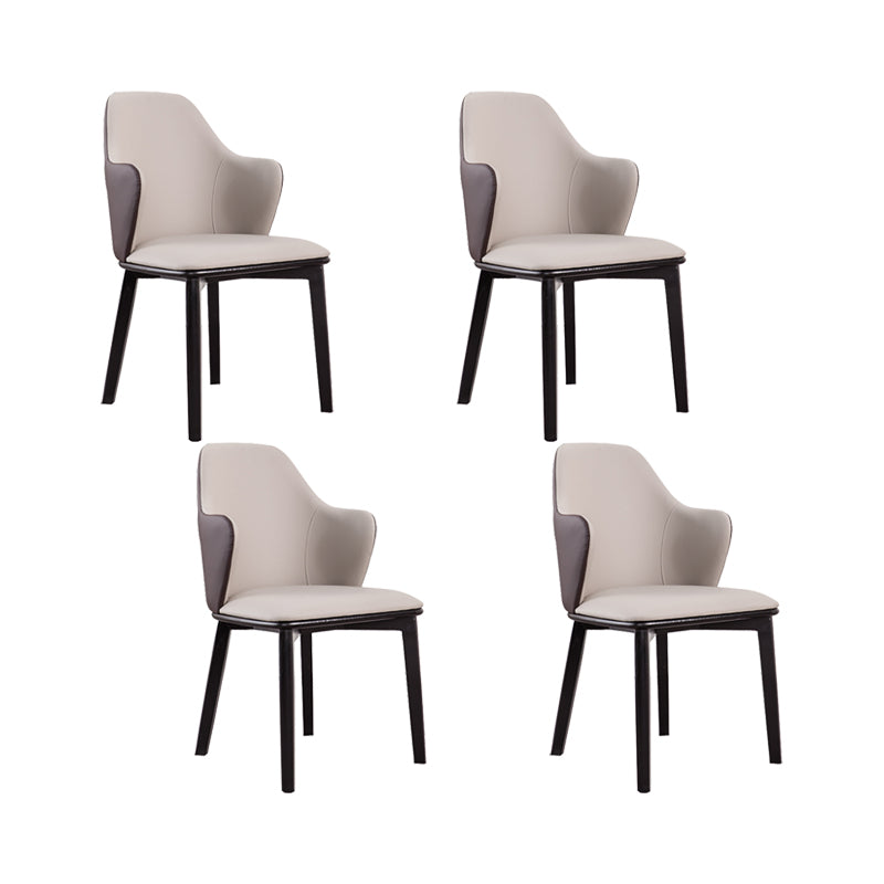 Faux Leather Dining Chairs Wingback Side Chair with Metal Base