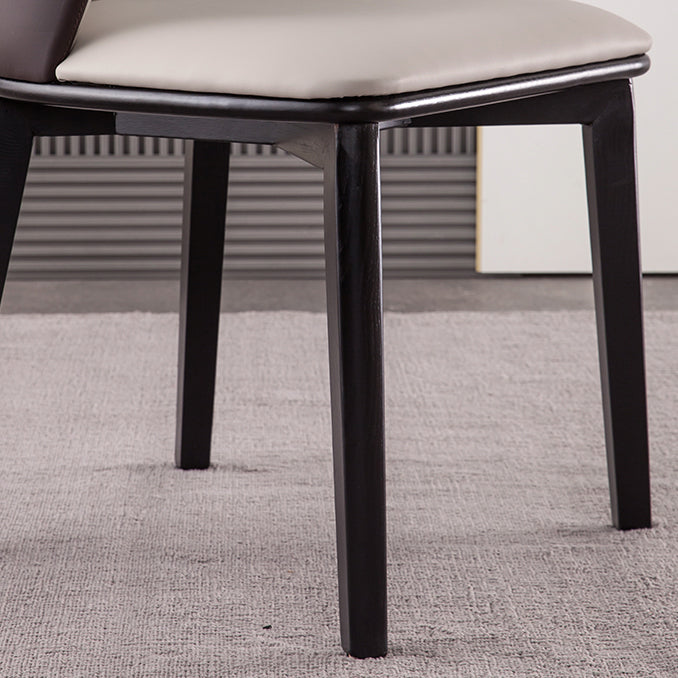 Faux Leather Dining Chairs Wingback Side Chair with Metal Base