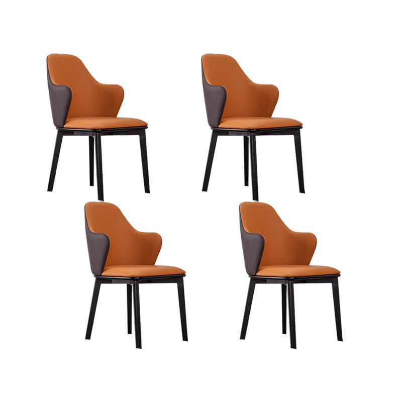 Faux Leather Dining Chairs Wingback Side Chair with Metal Base