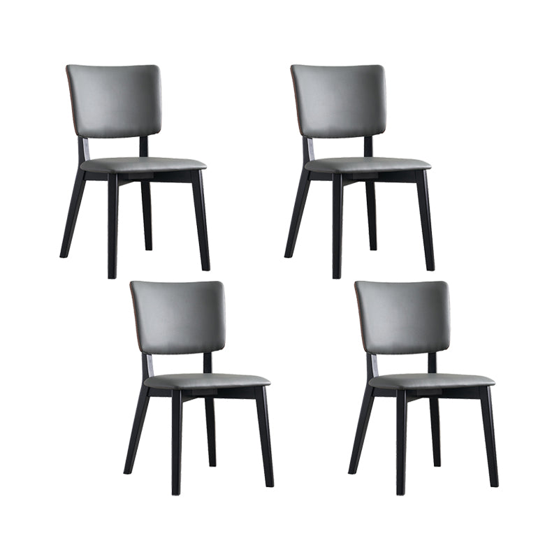 Faux Leather Kitchen Dining Chairs Upholstered Side Chairs with Wood Base