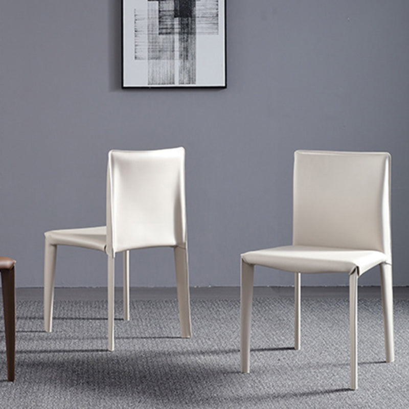 Modern Simple Side Chair Faux Leather Armless Dining Chair for Bedroom