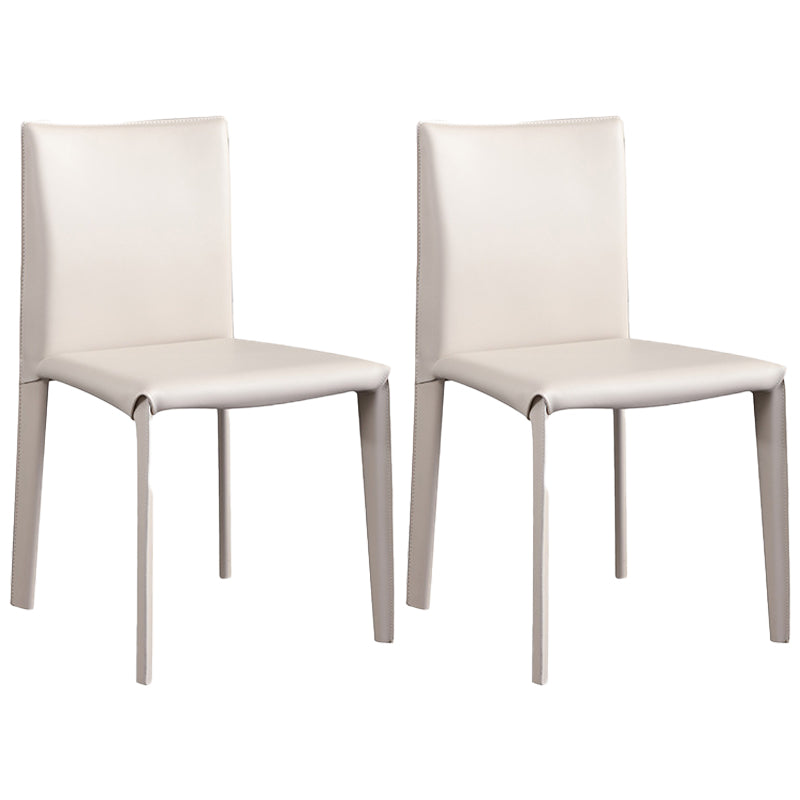 Modern Simple Side Chair Faux Leather Armless Dining Chair for Bedroom