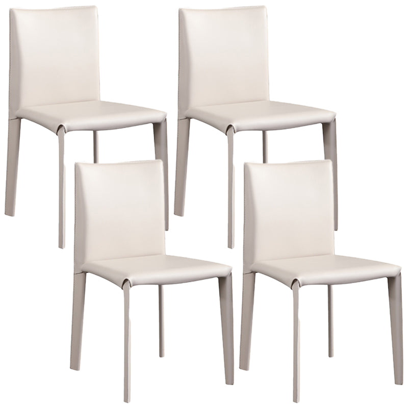 Modern Simple Side Chair Faux Leather Armless Dining Chair for Bedroom