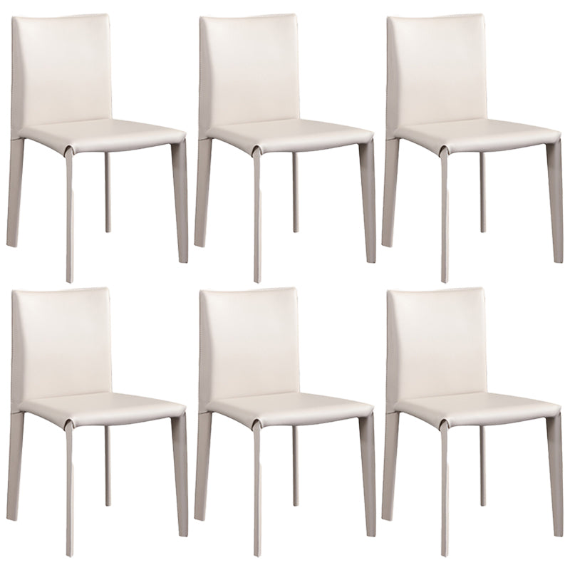 Modern Simple Side Chair Faux Leather Armless Dining Chair for Bedroom