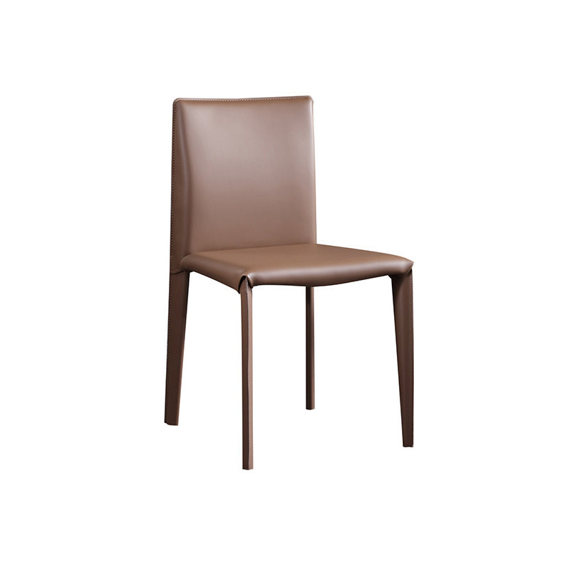 Modern Simple Side Chair Faux Leather Armless Dining Chair for Bedroom