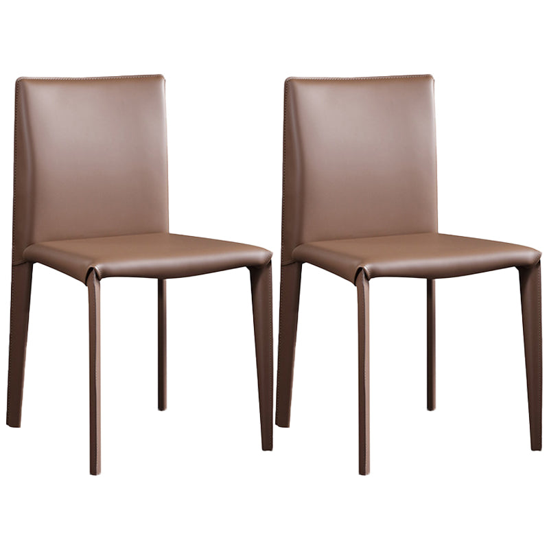 Modern Simple Side Chair Faux Leather Armless Dining Chair for Bedroom