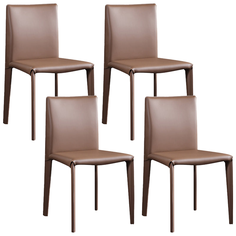 Modern Simple Side Chair Faux Leather Armless Dining Chair for Bedroom
