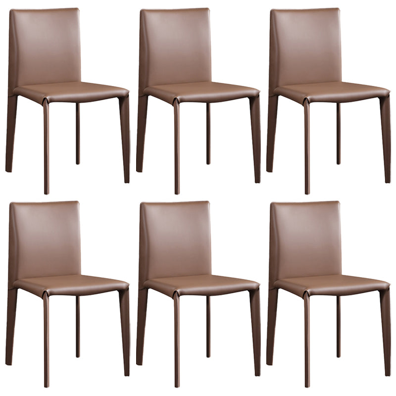 Modern Simple Side Chair Faux Leather Armless Dining Chair for Bedroom