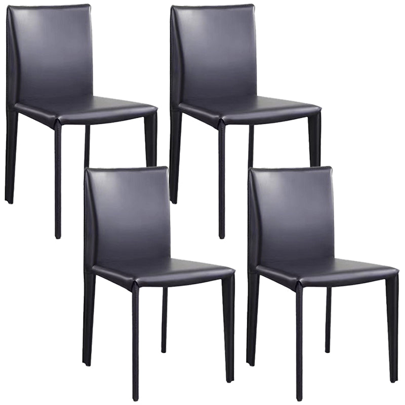 Modern Simple Side Chair Faux Leather Armless Dining Chair for Bedroom