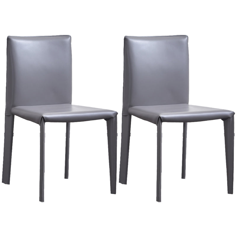 Modern Simple Side Chair Faux Leather Armless Dining Chair for Bedroom