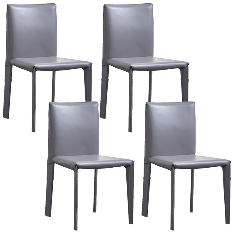 Modern Simple Side Chair Faux Leather Armless Dining Chair for Bedroom