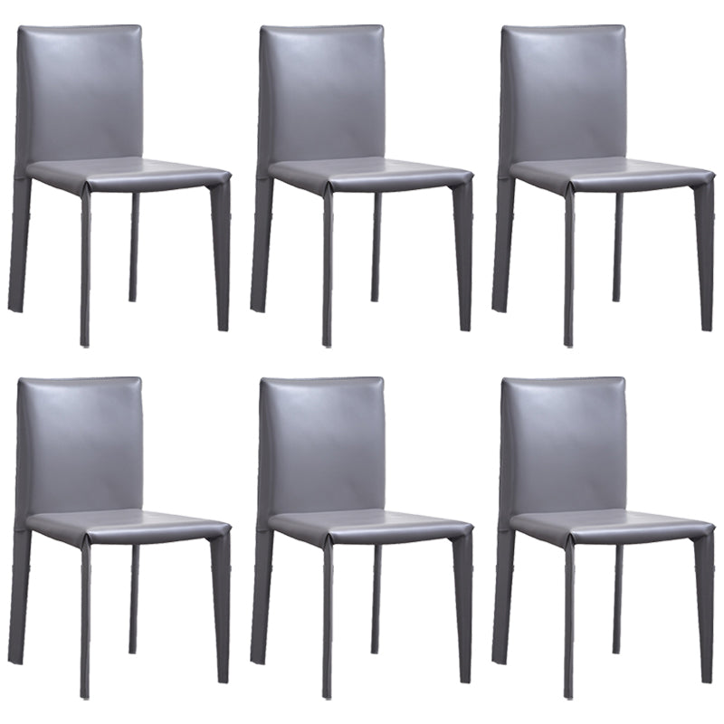 Modern Simple Side Chair Faux Leather Armless Dining Chair for Bedroom