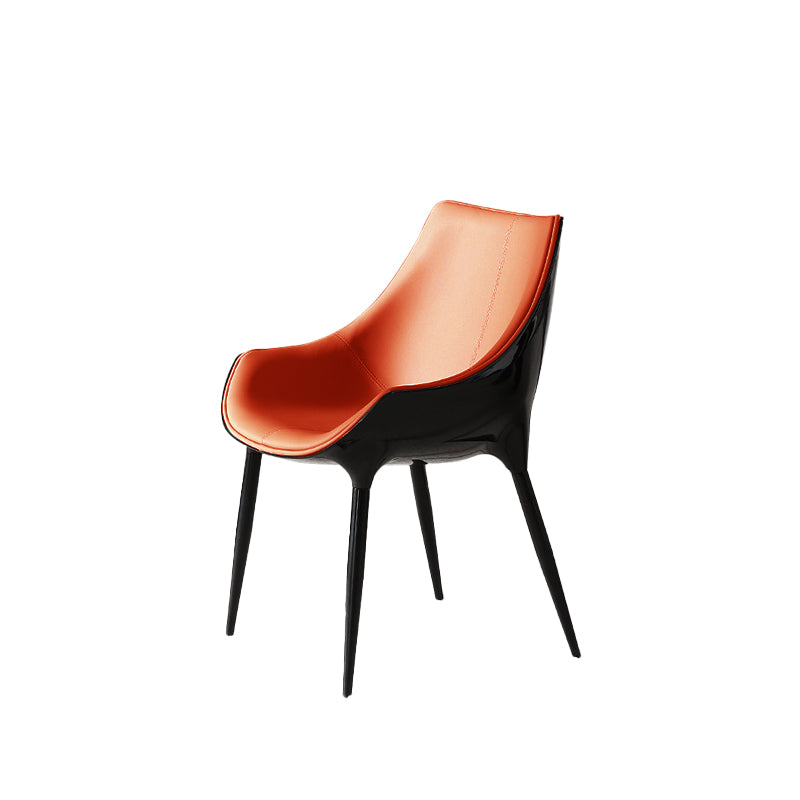 Faux Leather Kitchen Chair Metal Base Dining Chair for Living Room