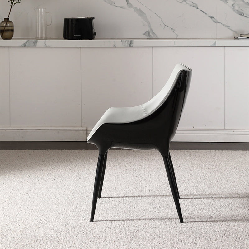 Faux Leather Kitchen Chair Metal Base Dining Chair for Living Room