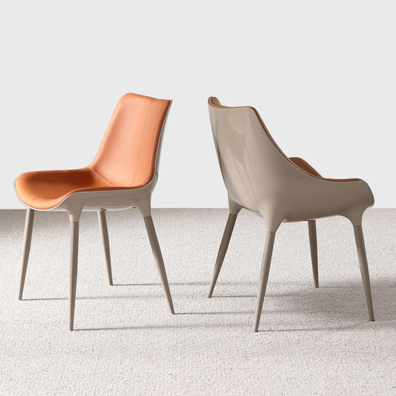 Faux Leather Kitchen Chair Metal Base Dining Chair for Living Room