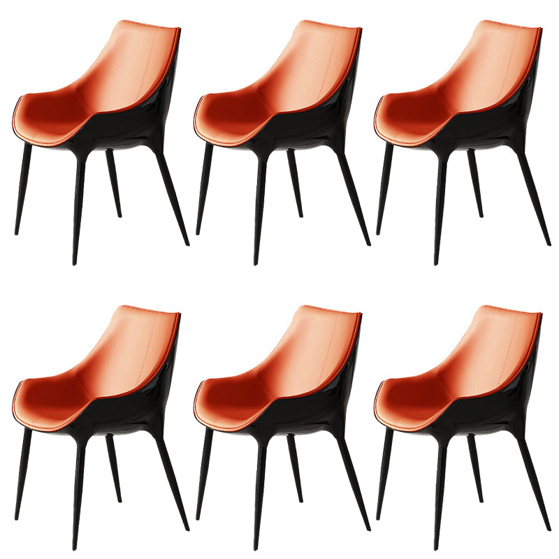 Faux Leather Kitchen Chair Metal Base Dining Chair for Living Room